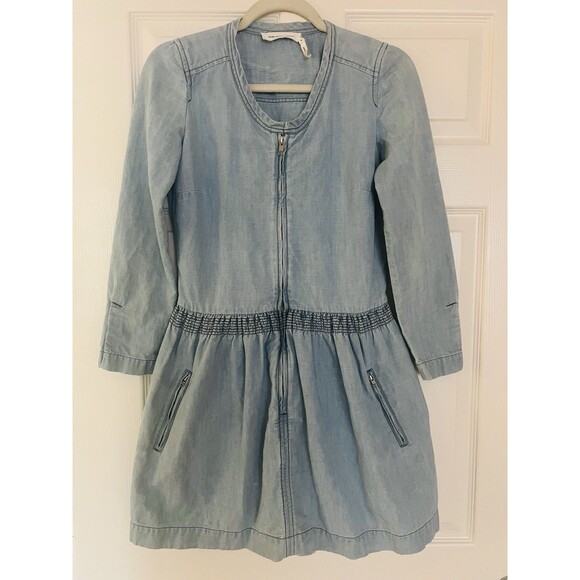 Isabel Marant Dresses & Skirts - Isabel Marant Etoile Denim Mini Dress 38 M Coquette Utility Indie Cotton Linen